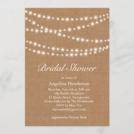 Twinkle Lightsブライダルシャワーへの招待Burlap 招待状