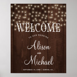 Twinkle Lights素朴な秋の結婚式歓迎サイン ポスター
