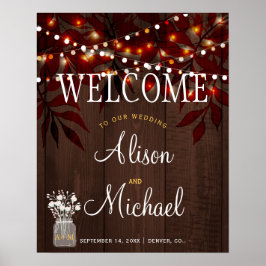 Twinkle Lights素朴な秋の結婚式歓迎サイン ポスター