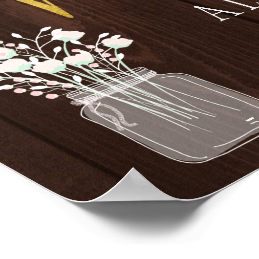 Twinkle Lights素朴な秋の結婚式歓迎サイン ポスター (角)