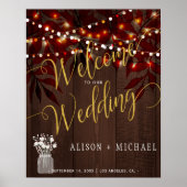 Twinkle Lights素朴な秋の結婚式歓迎サイン ポスター (正面)