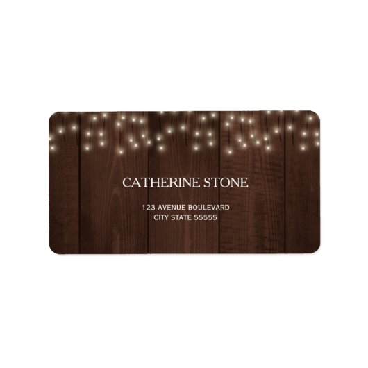 Twinkle Lights素朴な秋納屋結婚の木 ラベル (正面)