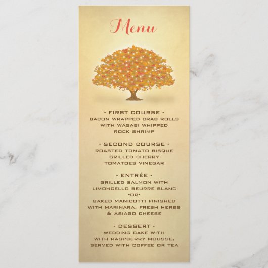 Twinkle Lights Autumn Treeメニュ素朴ーカード メニュー (正面)