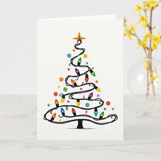 Twinkle Lights Christmas Tree Card カード (黄色い花)