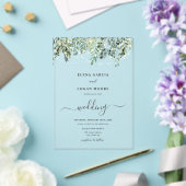 Twinkle Lights Greenery結婚's アクリル招待状 (インサイチュ (ウェディング))