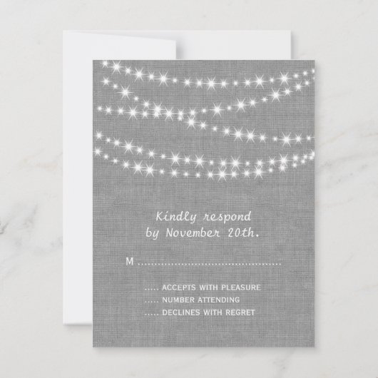 Twinkle Lights on Gray Burlap RSVP (裏面)