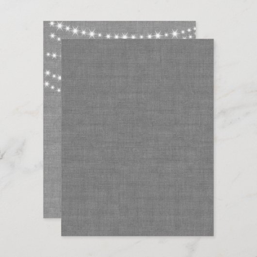 Twinkle Lights on Gray Burlap RSVP (正面/裏面)