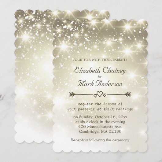 Twinkle Lights Outdoor 結婚's 招待状 (正面/裏面)