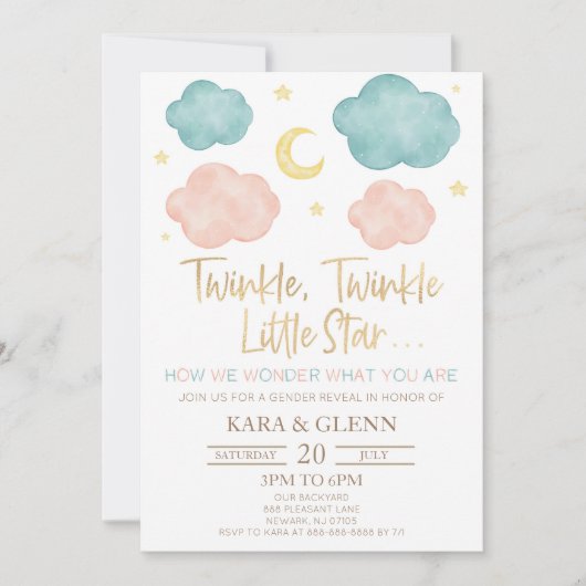 Twinkle Little Star私たちがジェンダーに明らかに疑問に思する方法 招待状 (正面)