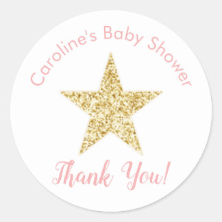 Twinkle Little Star Baby Girl Shower Thank You ラウンドシール