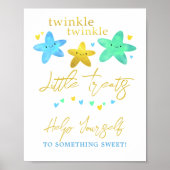 Twinkle Little Star Baby Showerデザートテーブルサイン ポスター (正面)