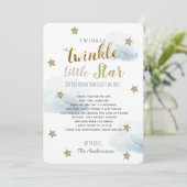 Twinkle Little Star Baby Shower Blueありがとう 招待状 (スタンド正面)