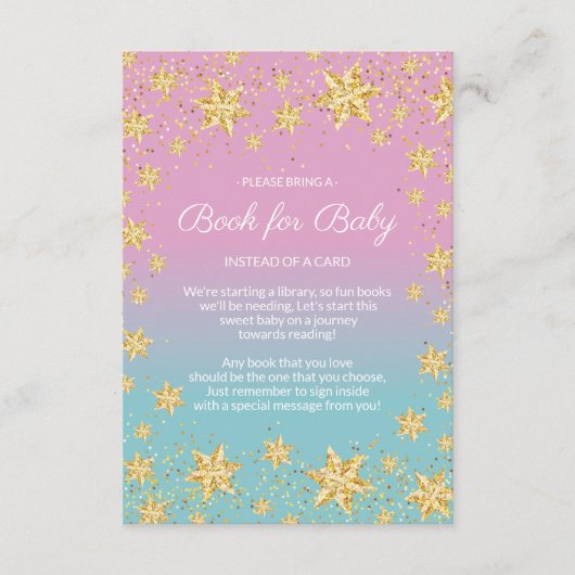 Twinkle Little Star Baby Shower Book forベビー エンクロージャーカード (正面)