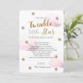 Twinkle Little Star Baby Shower Pinkありがとう 招待状 (スタンド正面)