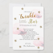 Twinkle Little Star Baby Shower Pinkありがとう 招待状 (正面)