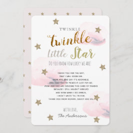 Twinkle Little Star Baby Shower Pinkありがとう 招待状