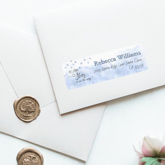 Twinkle Little Star Blue Boy Baby Shower Address ラベル