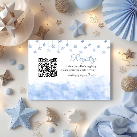 Twinkle Little Star Blue Boy Baby Shower Registry エンクロージャーカード