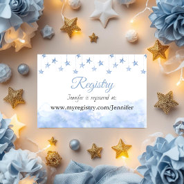 Twinkle Little Star Blue Boy Baby Shower Registry エンクロージャーカード