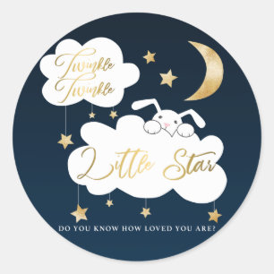 Twinkle Little Star Blue Bunny Baby Showerのお気に入り ラウンドシール