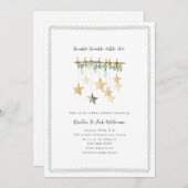 Twinkle Little Star Boho Neutral Green Baby Shower 招待状 (正面/裏面)
