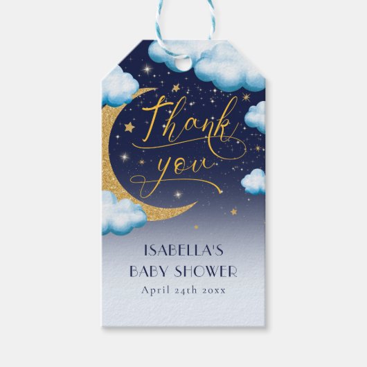 Twinkle Little Star Boy Baby Showerありがとう ギフトタグ (正面)