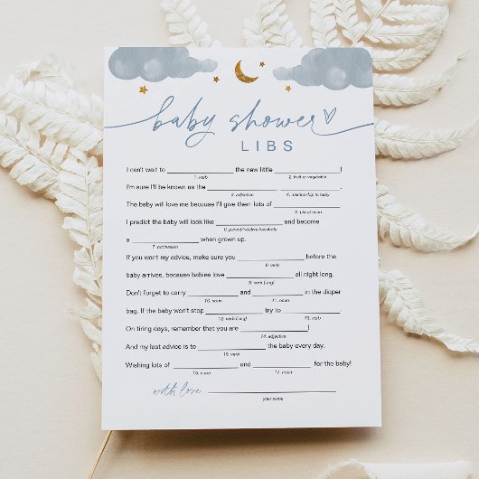 Twinkle Little Star Boy Baby Shower Libsゲームカード 招待状