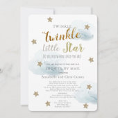 Twinkle Little Star & Cloud Baby Shower By Mail 招待状 (正面)