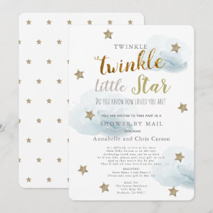 Twinkle Little Star & Cloud Baby Shower By Mail 招待状