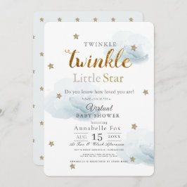 Twinkle Little Star Cloud Blue Virtual Baby Shower 招待状