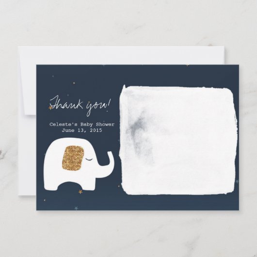Twinkle Little Star Elephant Baby Showerありがとう 招待状 (正面)