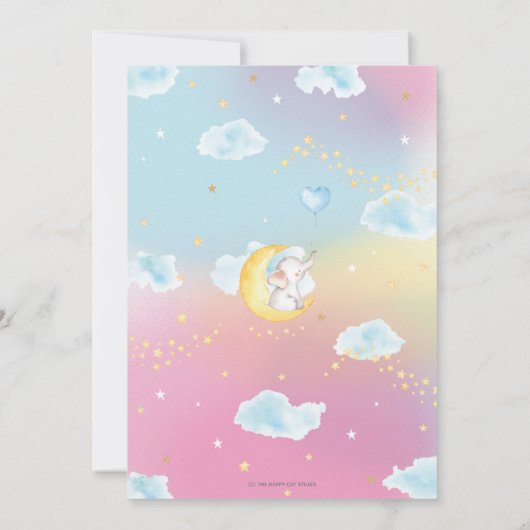 Twinkle Little Star Elephant Baby Shower by Mail 招待状 (裏面)