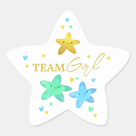 Twinkle Little Star Gender Revealチームガール 星シール (正面)