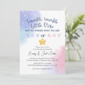 Twinkle Little Star Gender Reveal Cute Watercolor 招待状 (スタンド正面)