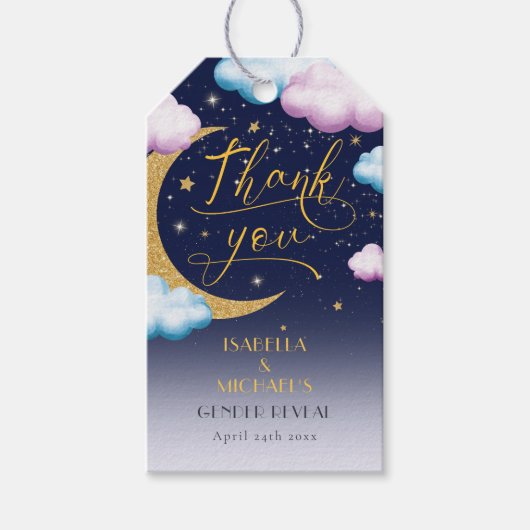 Twinkle Little Star Gender Reveal Thank You ギフトタグ (正面)