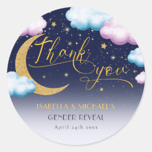 Twinkle Little Star Gender Reveal Thank You ラウンドシール