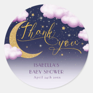 Twinkle Little Star Girl Baby Showerありがとう ラウンドシール