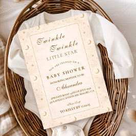 Twinkle Little Star Gold Baby Shower 招待状