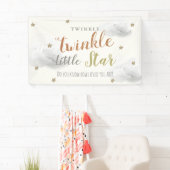 Twinkle Little Star Gray Baby Showerバナー 横断幕 (インサイチュ)
