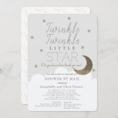 Twinkle Little Star Gray Baby Shower by Mail 招待状 (正面/裏面)
