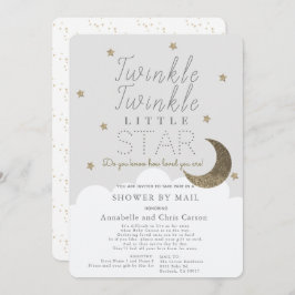 Twinkle Little Star Gray Baby Shower by Mail 招待状