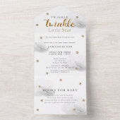 Twinkle Little Star Gray Book Baby Shower オールインワン招待状 (内側)