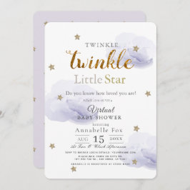 Twinkle Little Star Lavenderバーチャル赤ちゃんシャワー 招待状
