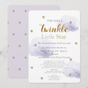 Twinkle Little Star Lavender Baby Shower by Mail 招待状