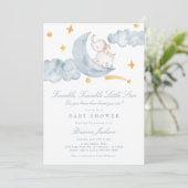 Twinkle Little Star Moon Blue Boy Baby Shower 招待状 (スタンド正面)