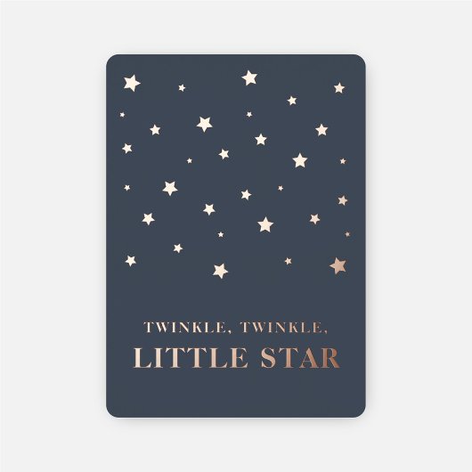 Twinkle Little Star Navy Blue Boy Baby Shower 箔招待状