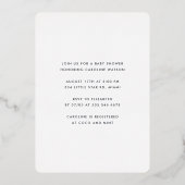 Twinkle Little Star Navy Blue Boy Baby Shower 箔招待状 (裏面)