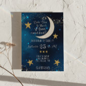 Twinkle Little Star Navy Blue Moon Boy Baby Shower 招待状