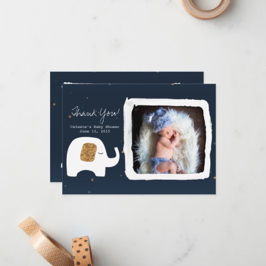 Twinkle Little Star Photo赤ちゃんシャワーありがとう ノートカード (正面/裏面インサイチュ)