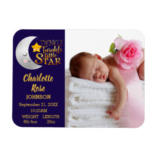 Twinkle Little Star Photo Birth Announcement マグネット